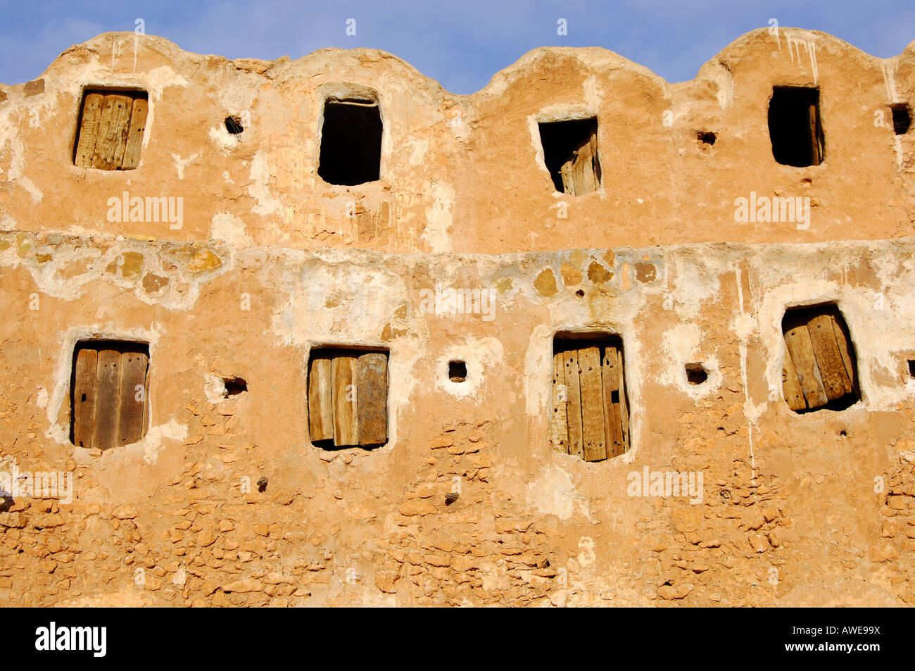 Ghorfas, storage rooms, Berber granary Qasr-al-Hadj, Nafusah Mountains, Libya Stock Photo