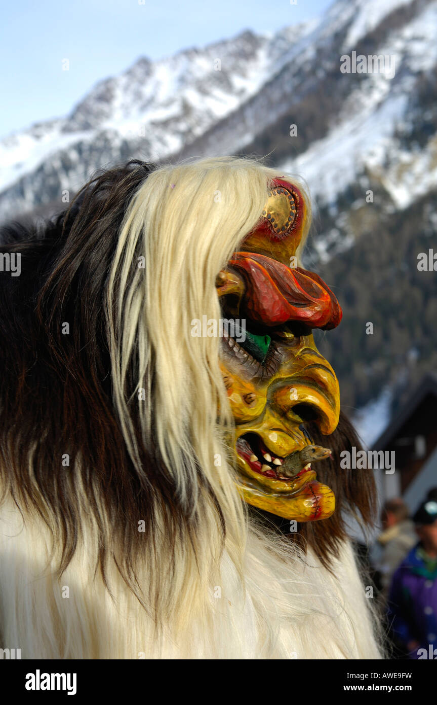 Tschaeggaetae, Carnival masks, Wiler, Loetschental, Valais, Switzerland Stock Photo