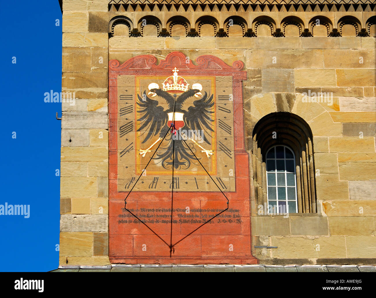 Sundial at the St Michael Church, Schwaebisch Hall, Baden-Wuerttemberg, Germany Stock Photo