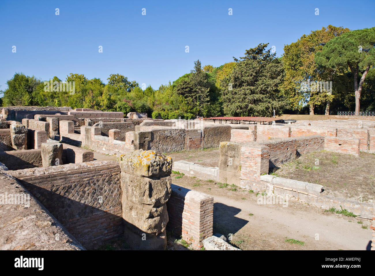 Warehouses dating to the Roman Republic, Ostia Antica archaeological site, Rome, Italy, Europe Stock Photo