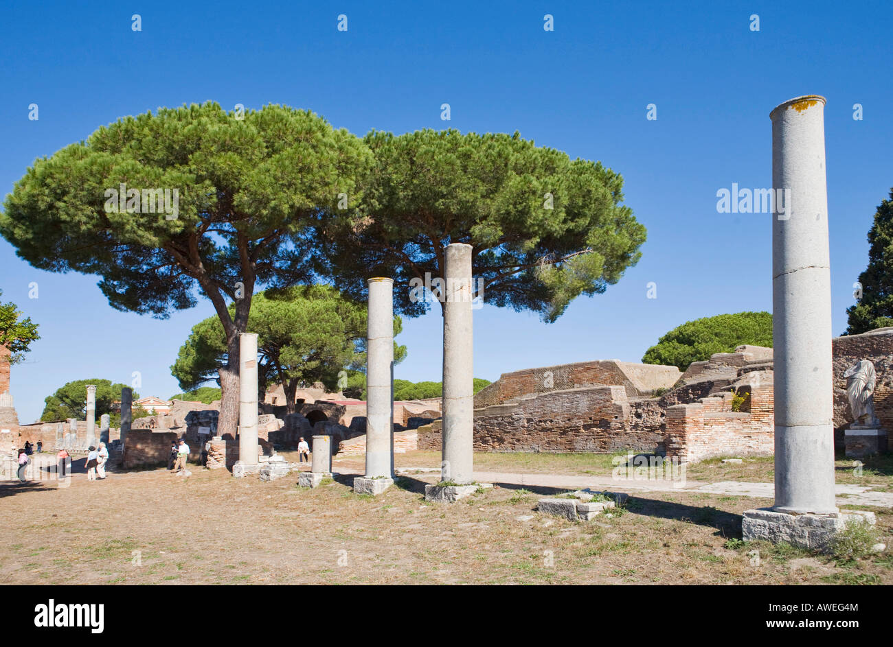 Columns at the Forum, Ostia Antica archaeological site, Rome, Italy