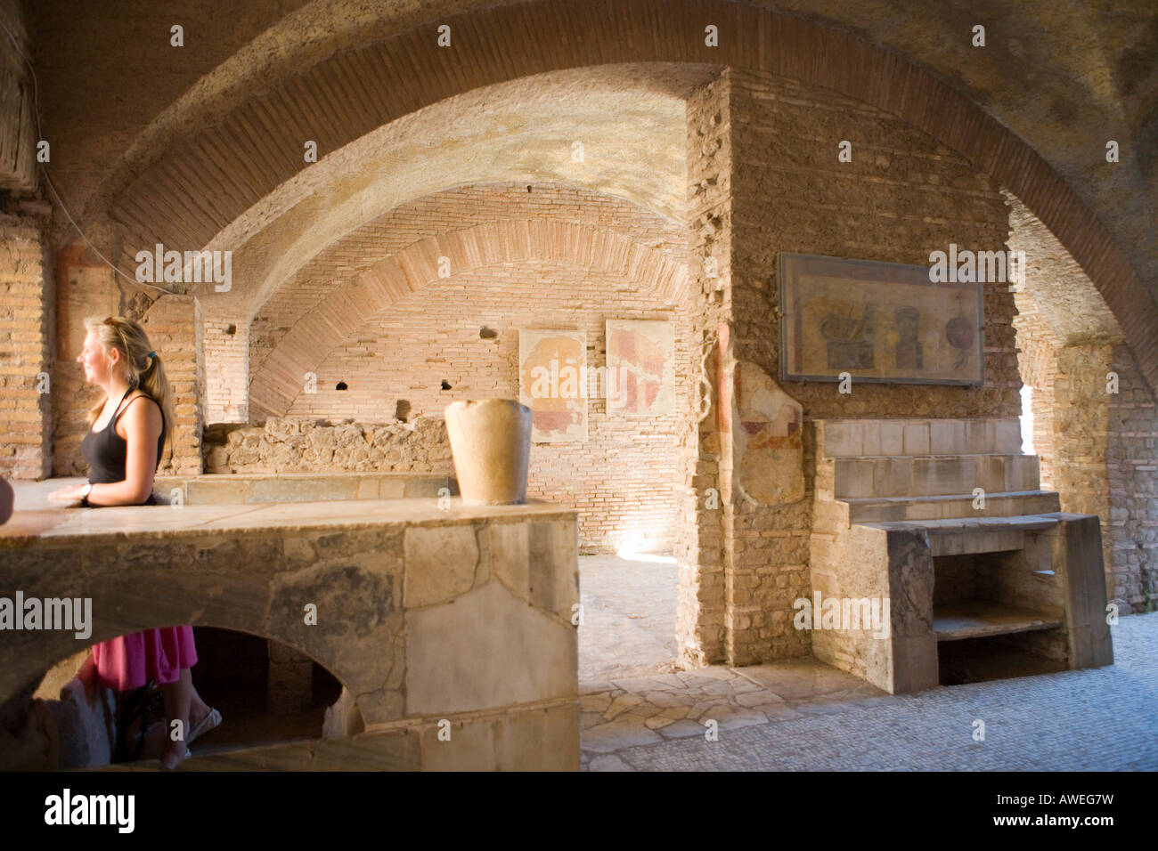 Ancient inn (thermopolium) at Ostia Antica archaeological site, Rome