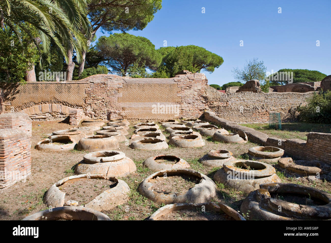 Former storage rooms for amphoras at Ostia Antica archaeological site
