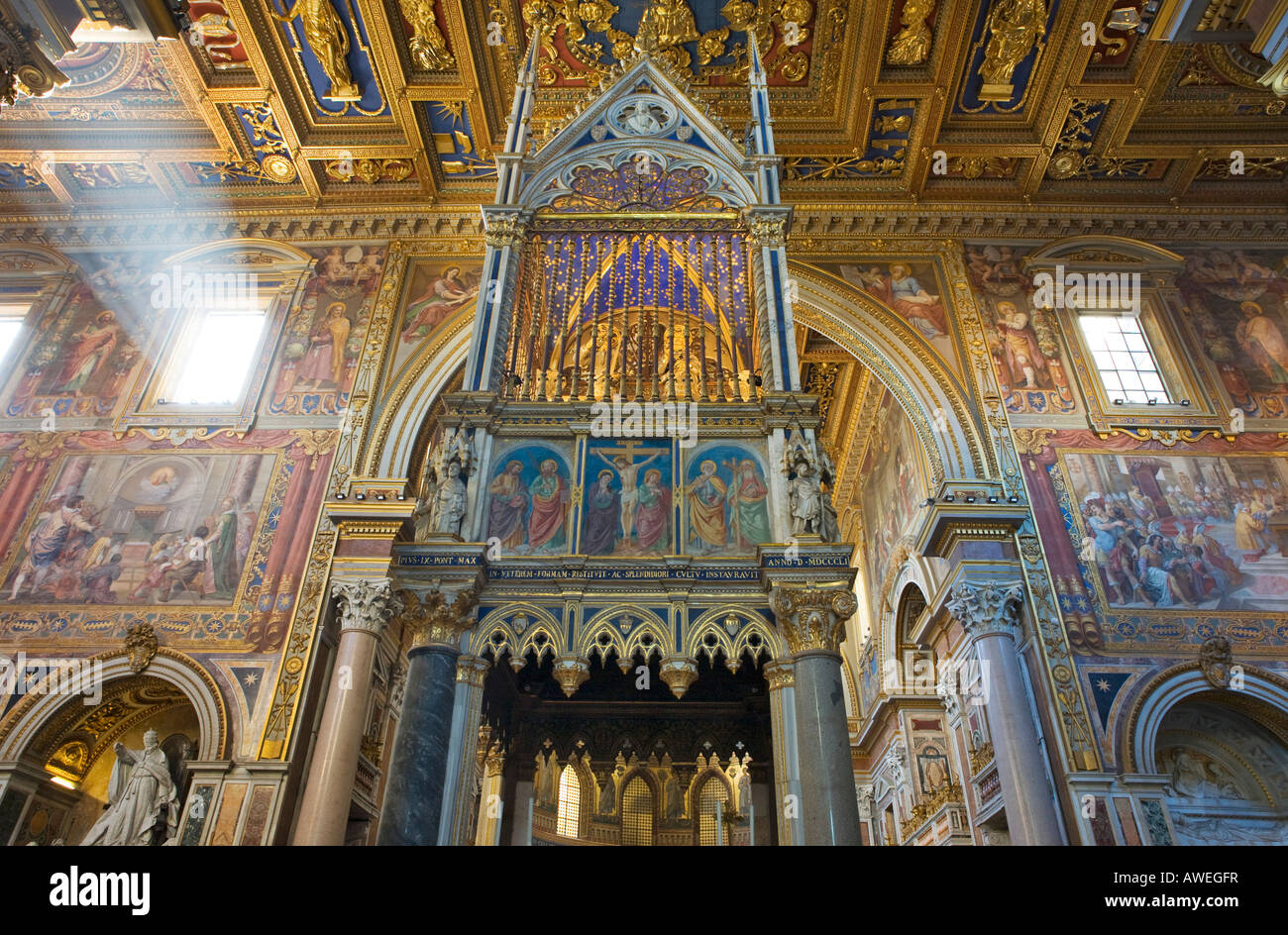 Ciborium containing relics of Saints Peter and Paul, Basilica of St John Lateran, Rome, Italy, Europe Stock Photo