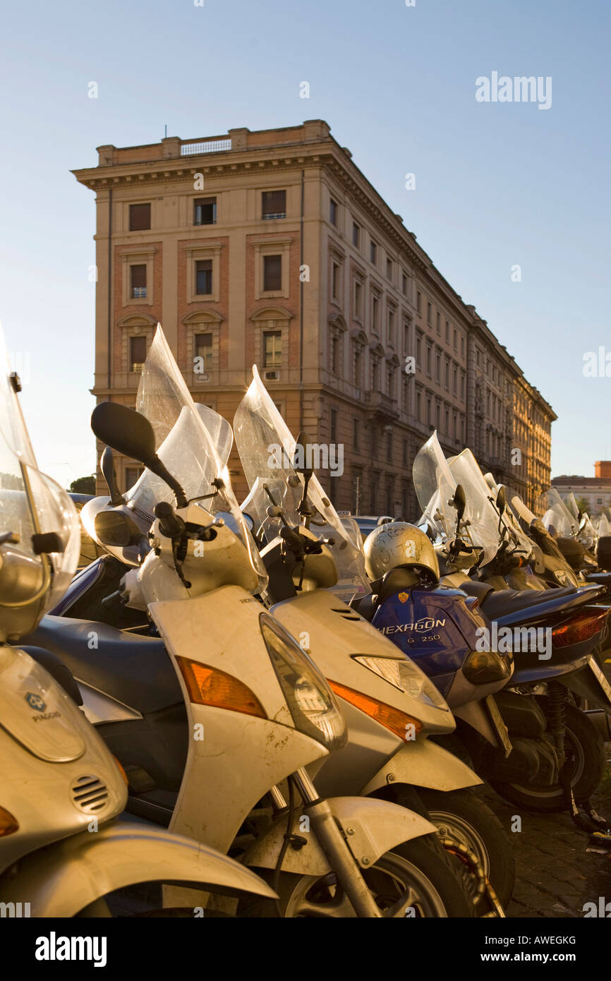 Mopeds parked near the central rail station in Rome, Italy, Europe Stock Photo