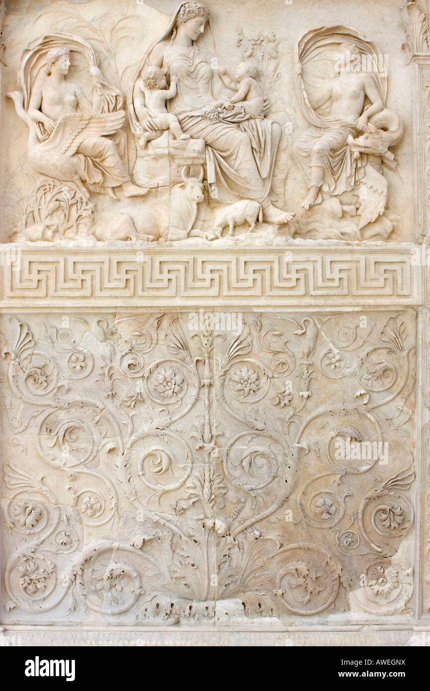 Relief depicting the goddess Tellus on front side of the Ara Pacis Augustae  altar, Rome, Italy, Europe Stock Photo - Alamy