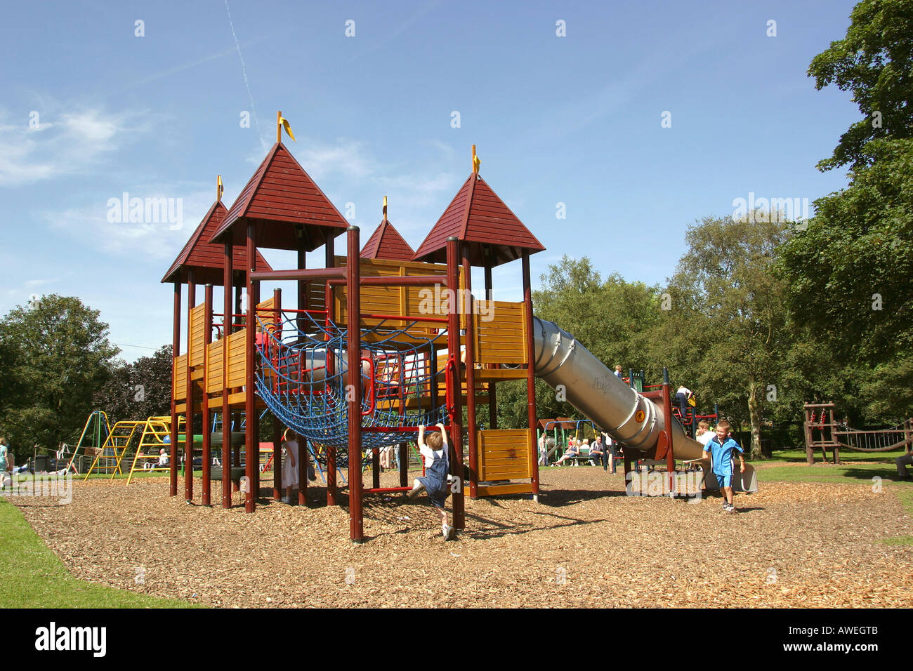 England Cheshire Macclesfield West Park childrens play area Stock Photo