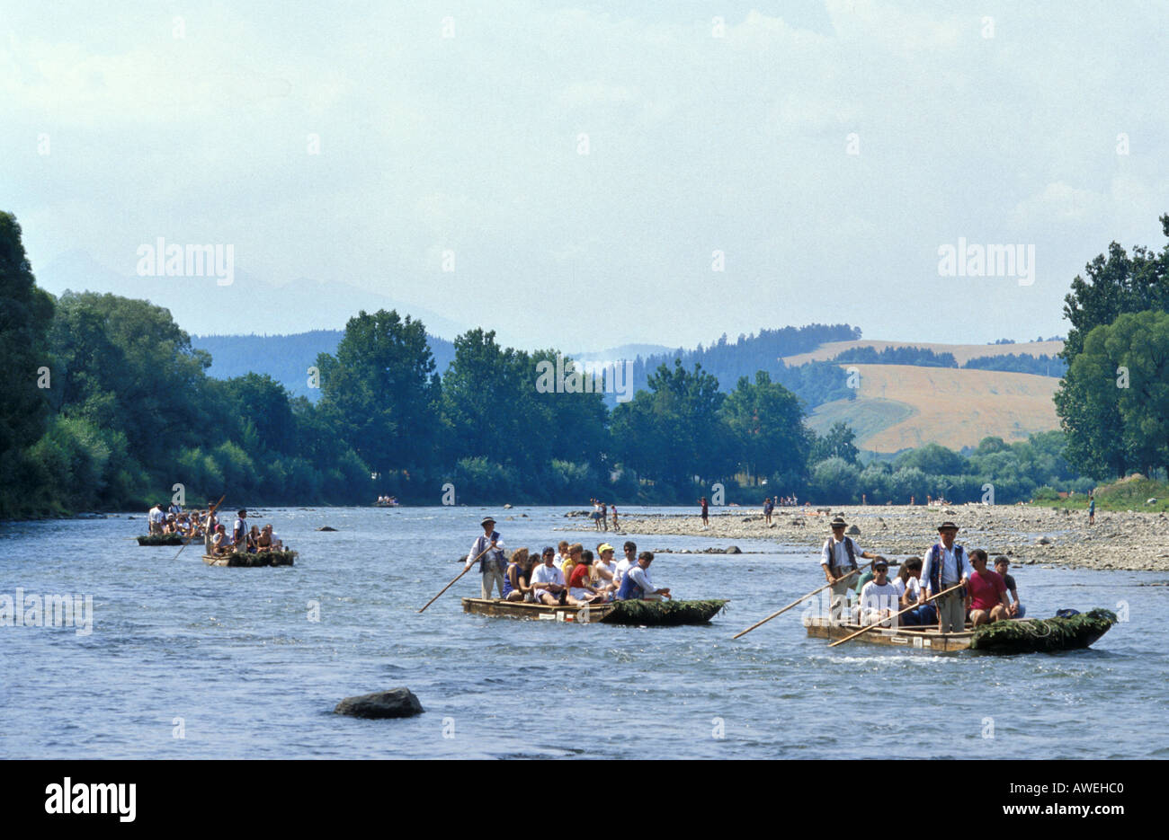 Rafting on the Dunajec river in Pieniny National Park on the Slovak ...