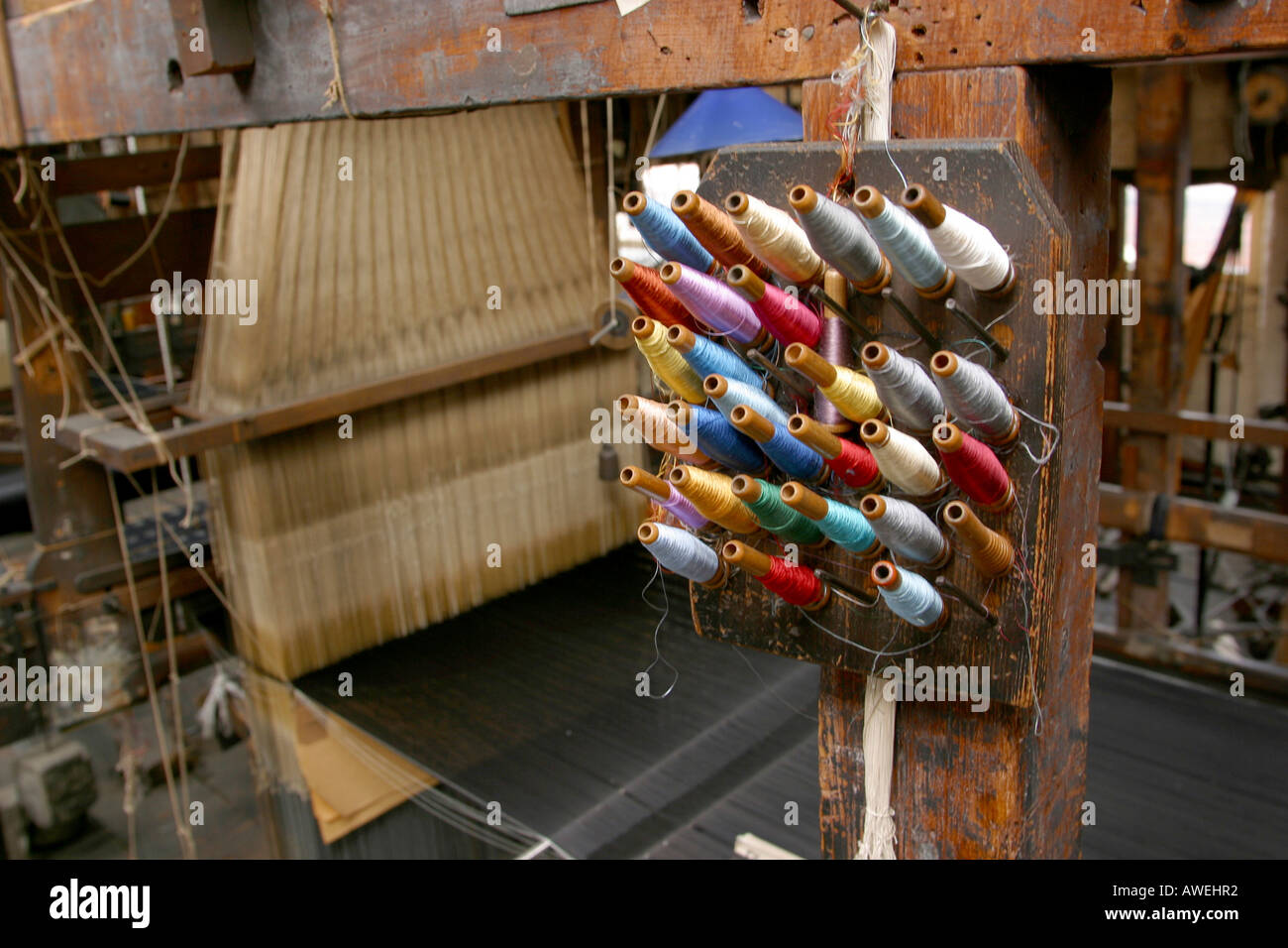 England Cheshire Macclesfield Silk Museum Paradise Mill weaving shed bobbins Stock Photo