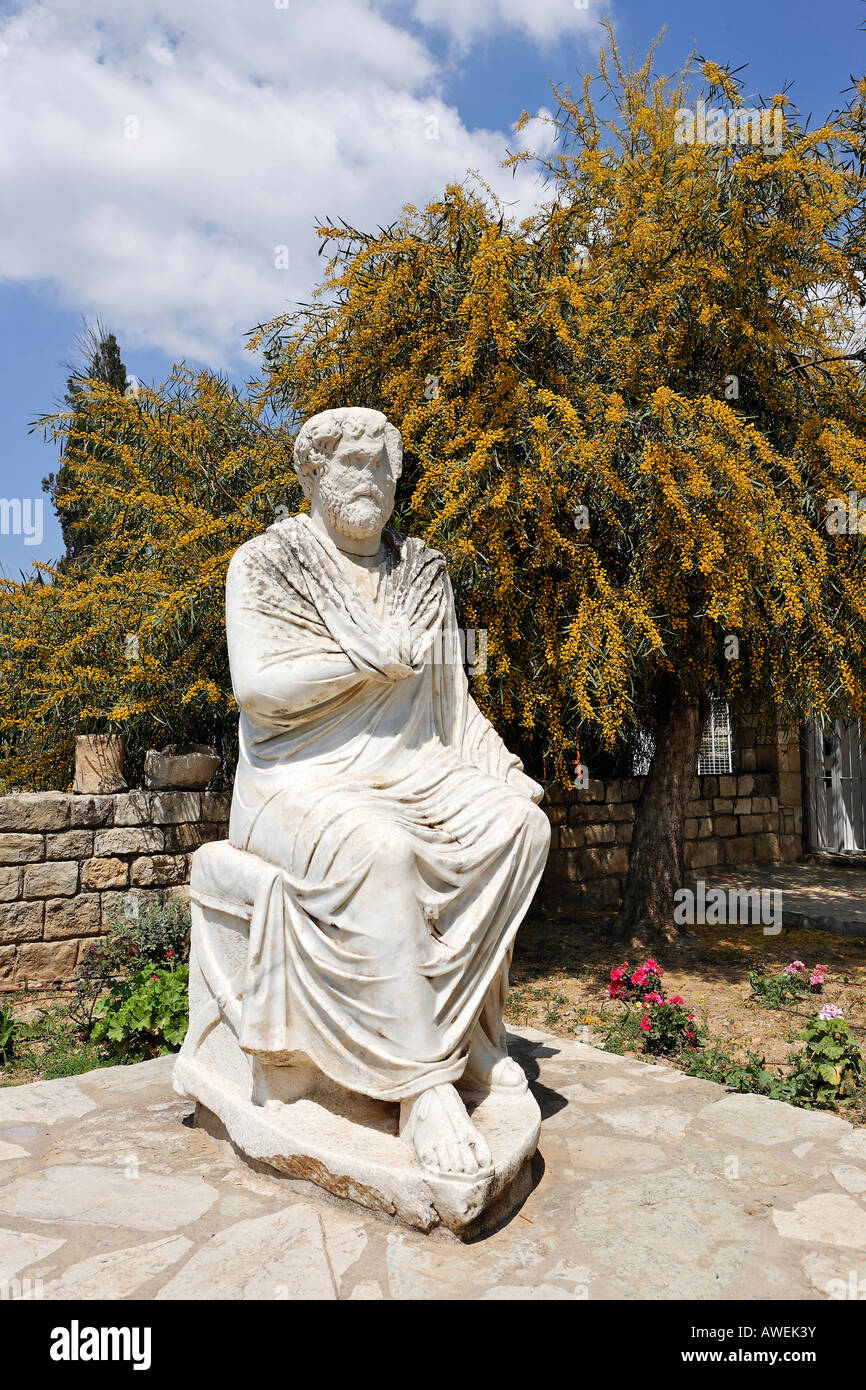 Statue of philosopher in front of the museum in Gortys. Crete, Greece, Europe Stock Photo