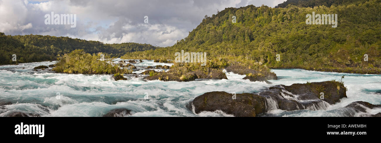 Rapids, Petrohué River, Vicente Pérez Rosales National Park, Region de los Lagos, Chile, South America Stock Photo