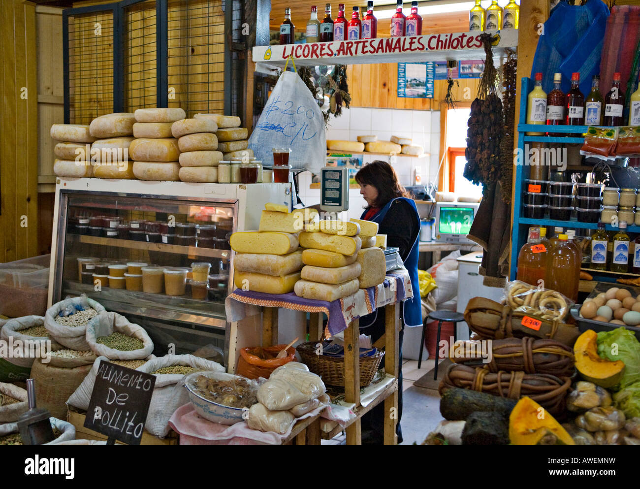 Marketplace at Ancud, Chiloé Island, Region de los Lagos, Chile, South America Stock Photo