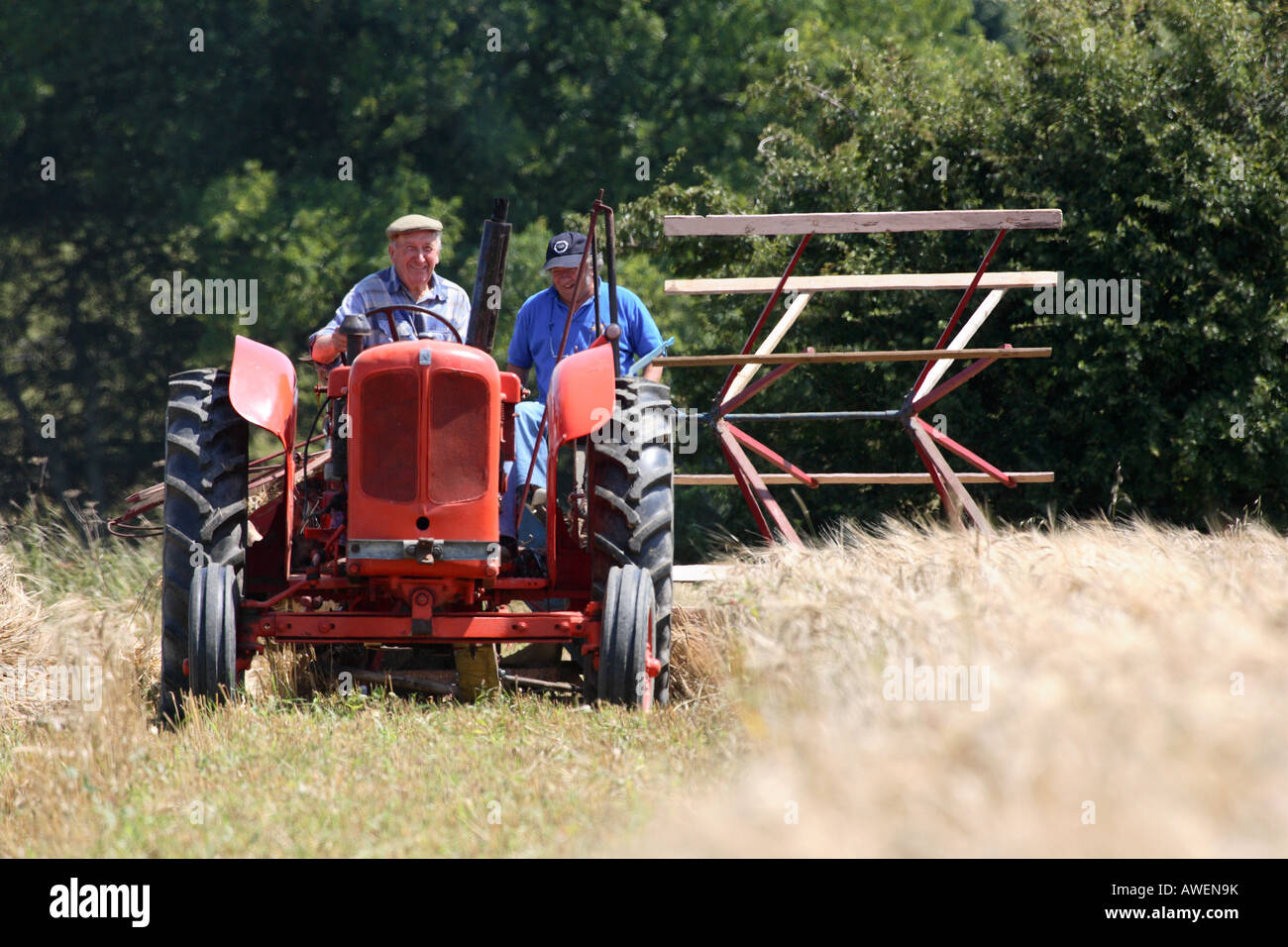 Tractor and Binder Stock Photo Alamy