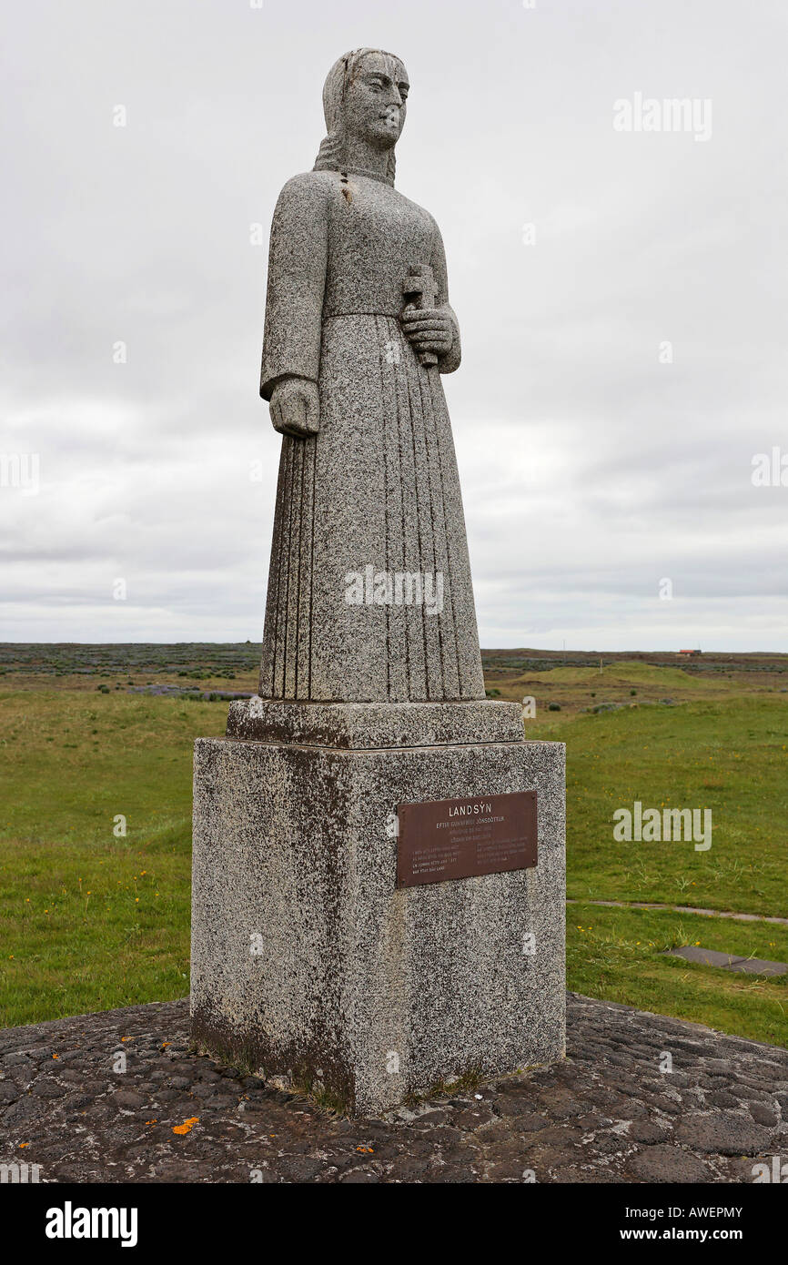 Memorial for a miraculous light angel (Landsyn), Selvogur, Iceland, Atlantic Ocean Stock Photo