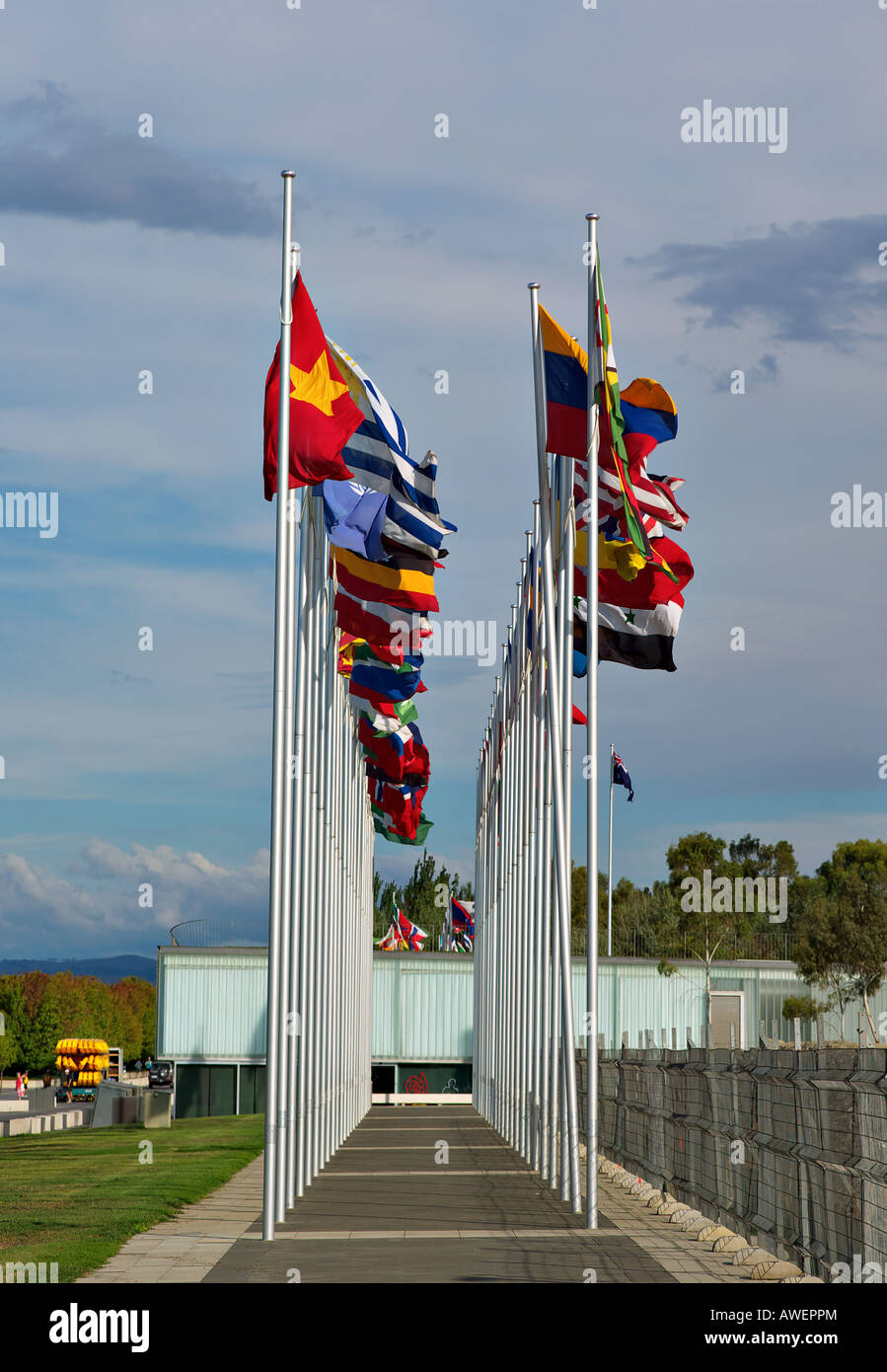 flags of the world flapping in the wind Stock Photo