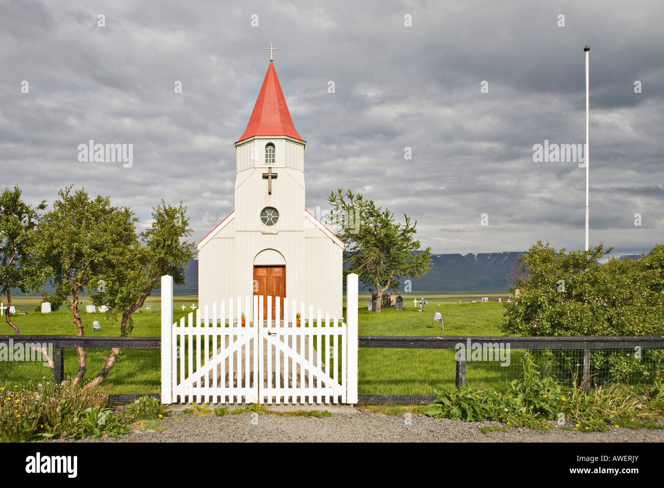 Church, Glaumbaer Farm Museum, northern Iceland, Iceland, Atlantic Ocean Stock Photo Alamy