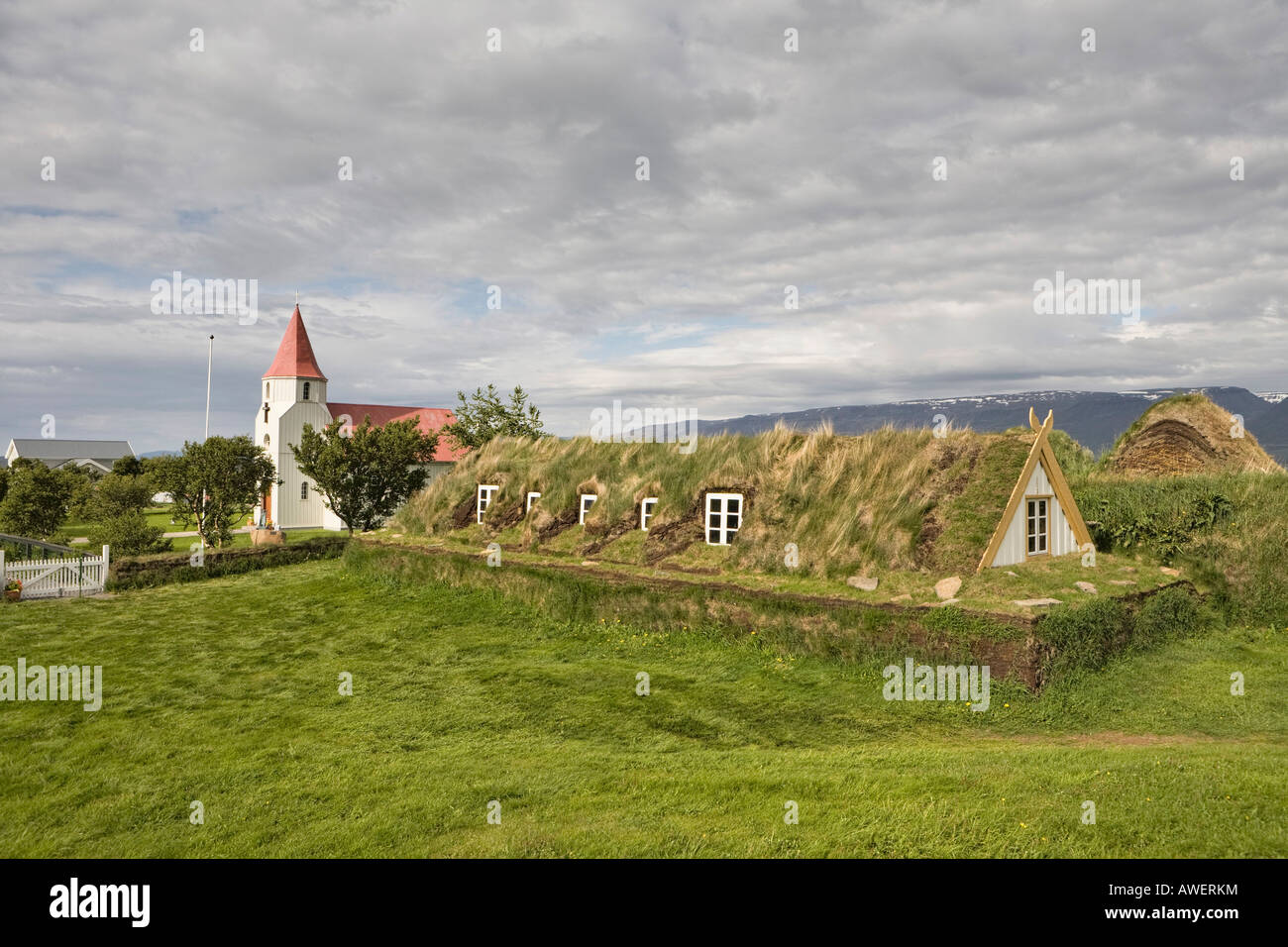 Peatwalled houses, Glaumbaer Farm Museum, northern Iceland, Iceland, Atlantic Ocean Stock Photo
