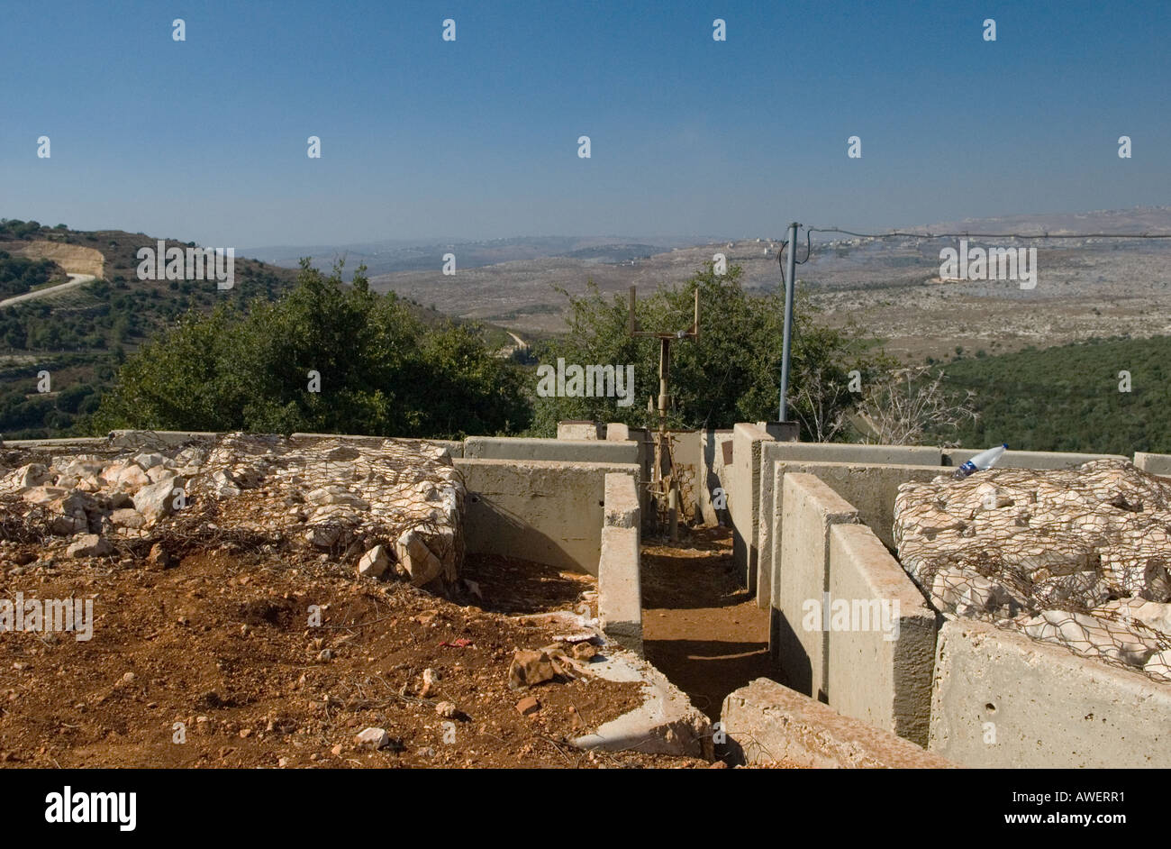 Trench emplacement on the Israel Lebanon Border nr Dovev Stock Photo