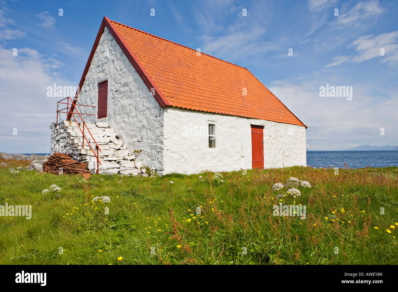 Farm building, Runde Island, Norway, Scandinavia, Europe Stock Photo
