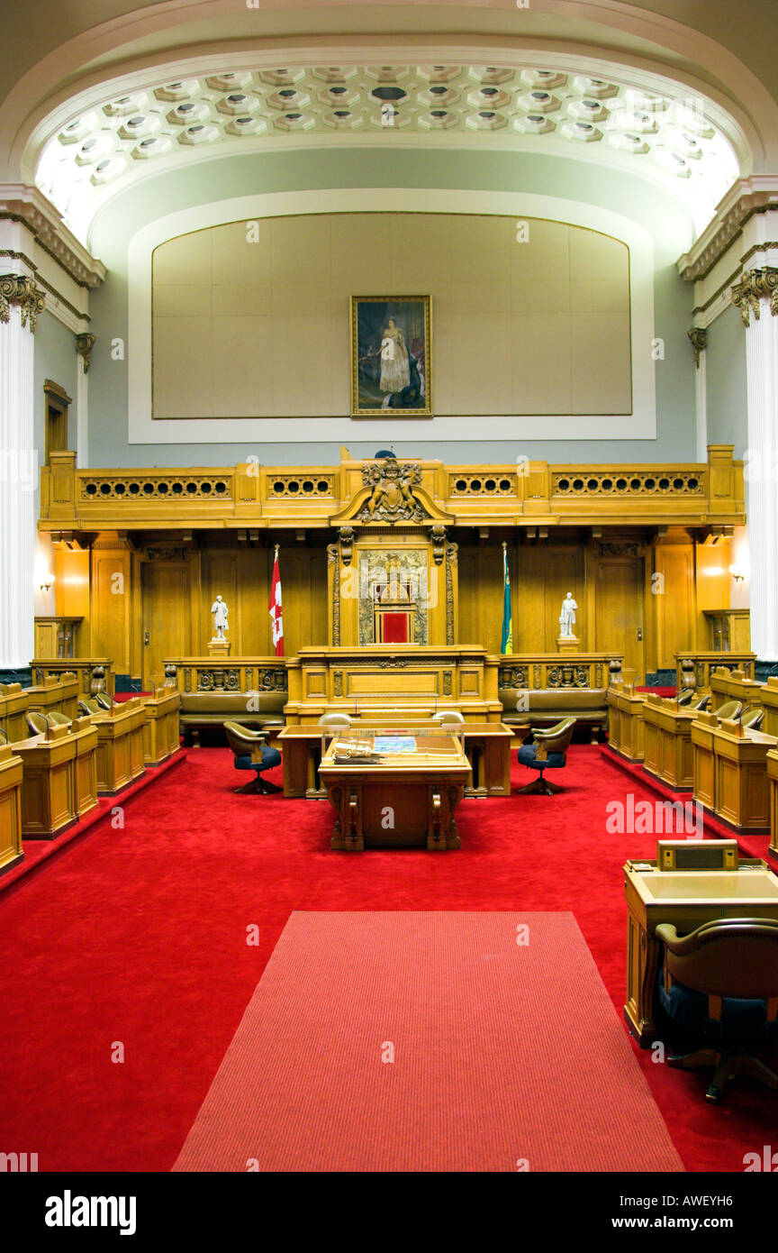 The Saskatchewan Provincial Legislative Chamber interior in Regina Saskakatchewan Canada Stock Photo