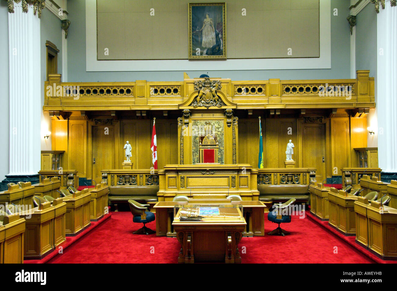 The Saskatchewan Provincial Legislative Chamber interior in Regina Saskakatchewan Canada Stock Photo