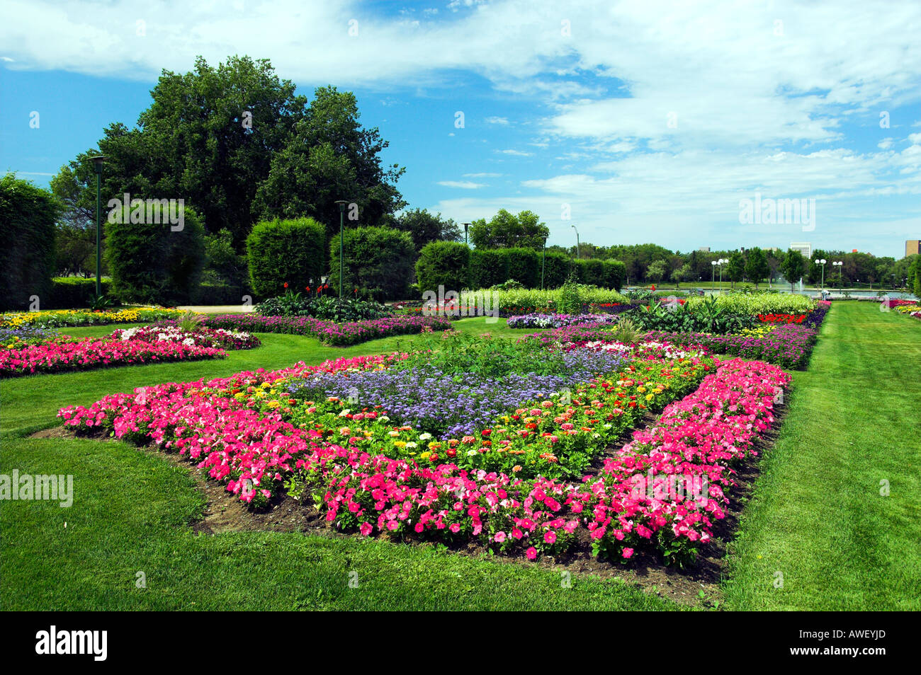Formal flower gardens at the Saskatchewan Provincial legislative grounds in Regina Saskatchewan Canada Stock Photo