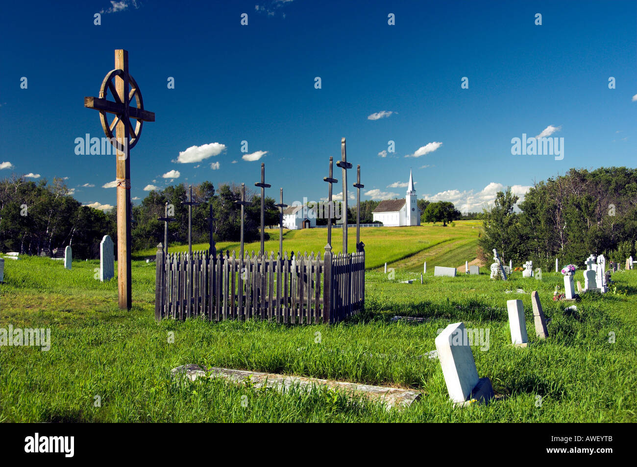 The historic Metis cemetery at Batoche Saskatchewan Canada Stock Photo