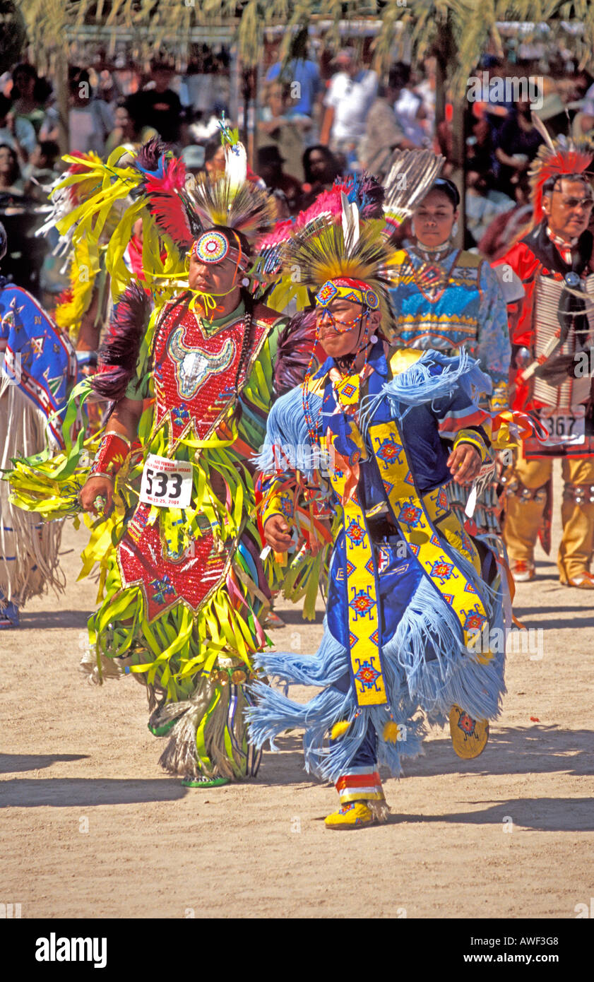 Native north American Indian competition dancer at the Indio Pow Wow