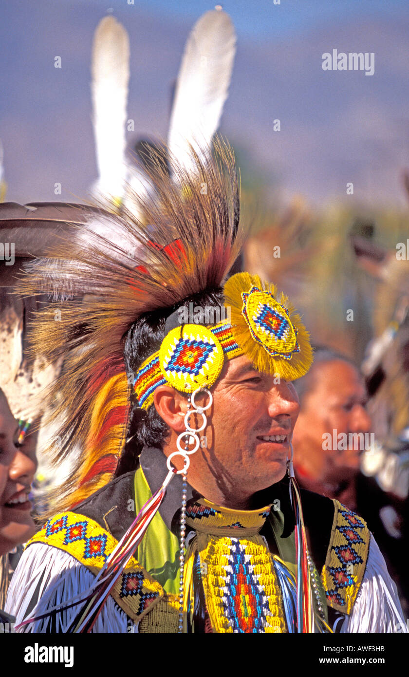 Native north American Indian competition dancer at the Indio Pow Wow
