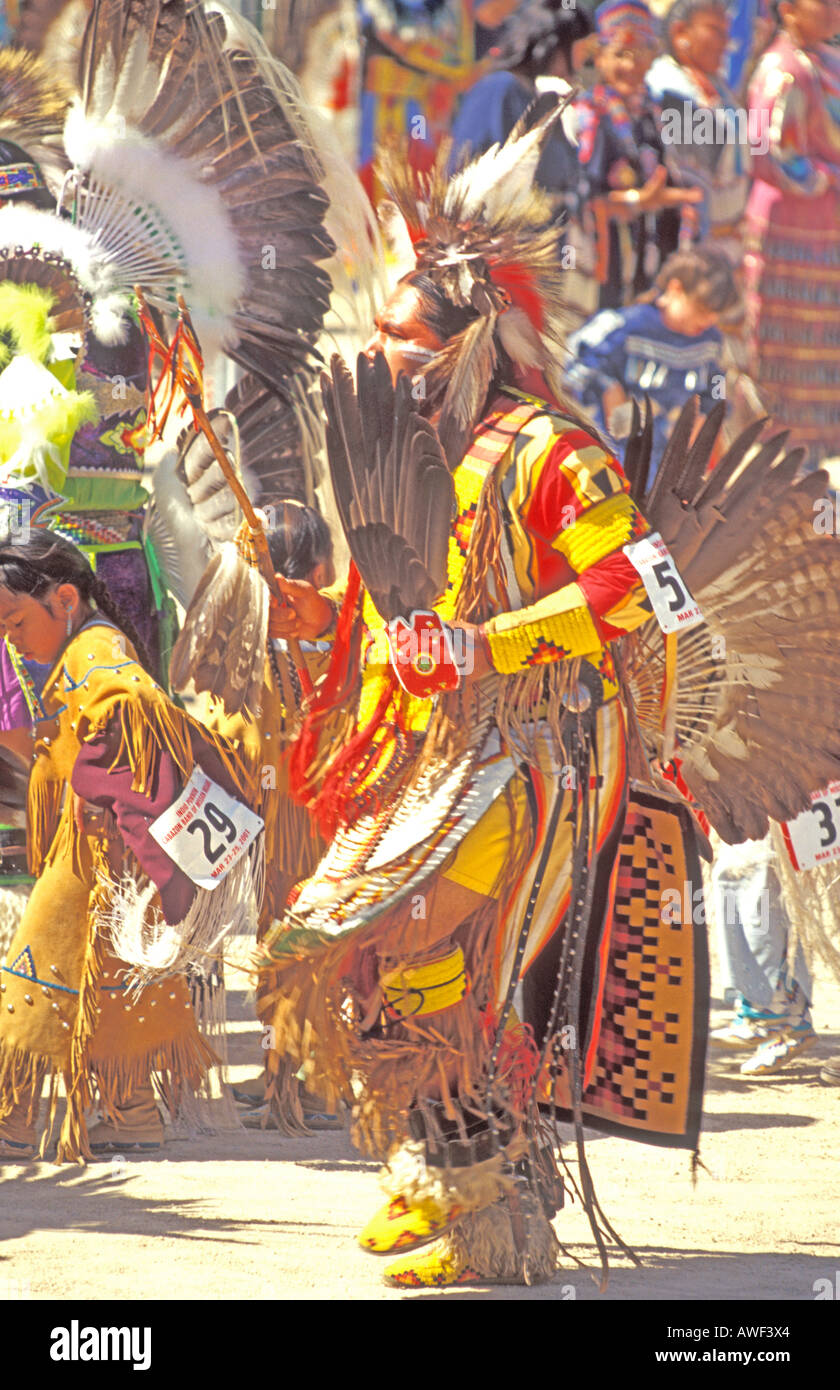 Native north American Indian competition dancer at the Indio Pow Wow