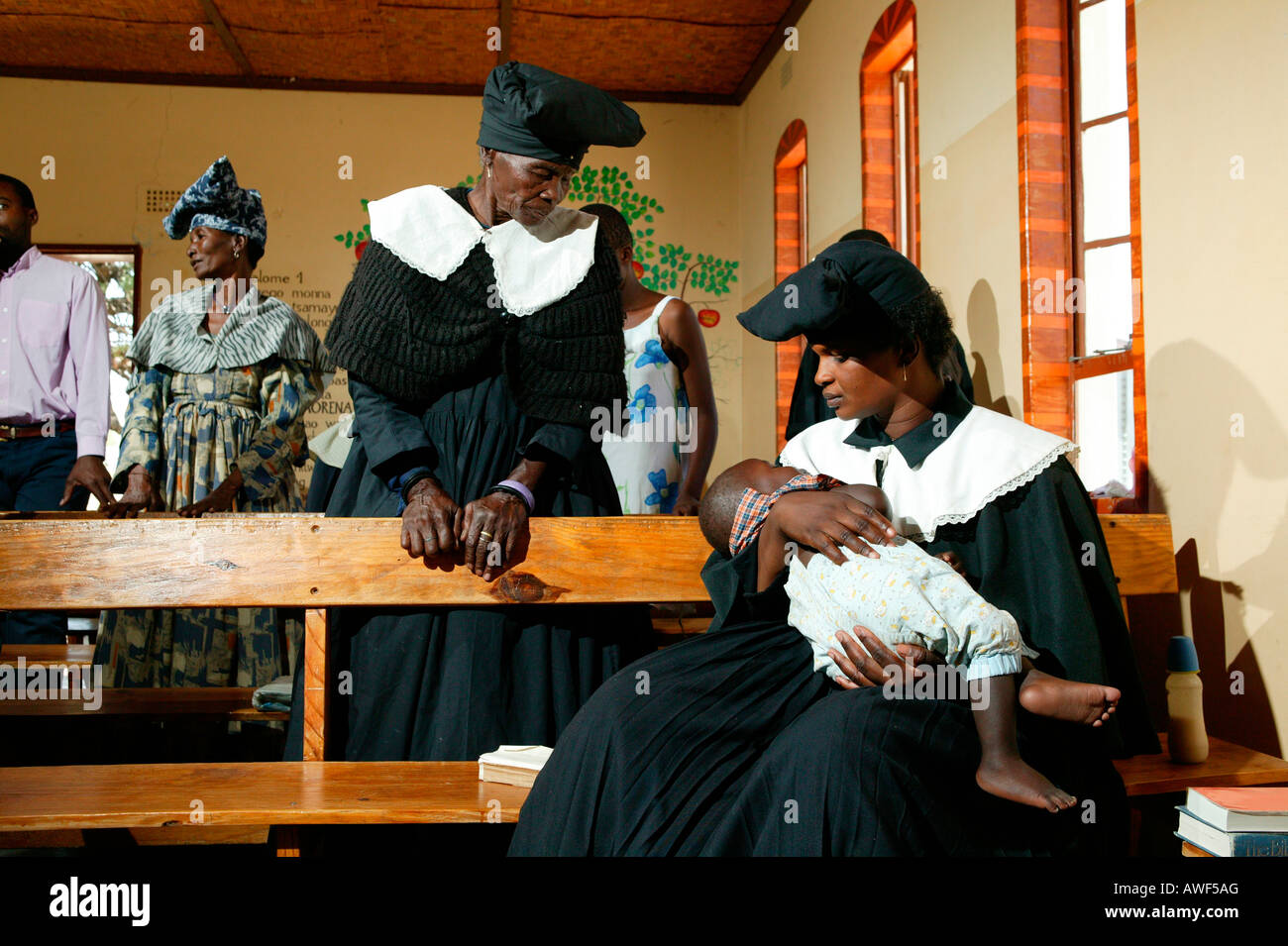 Women during church service, Sehitwa, Botswana, Africa Stock Photo