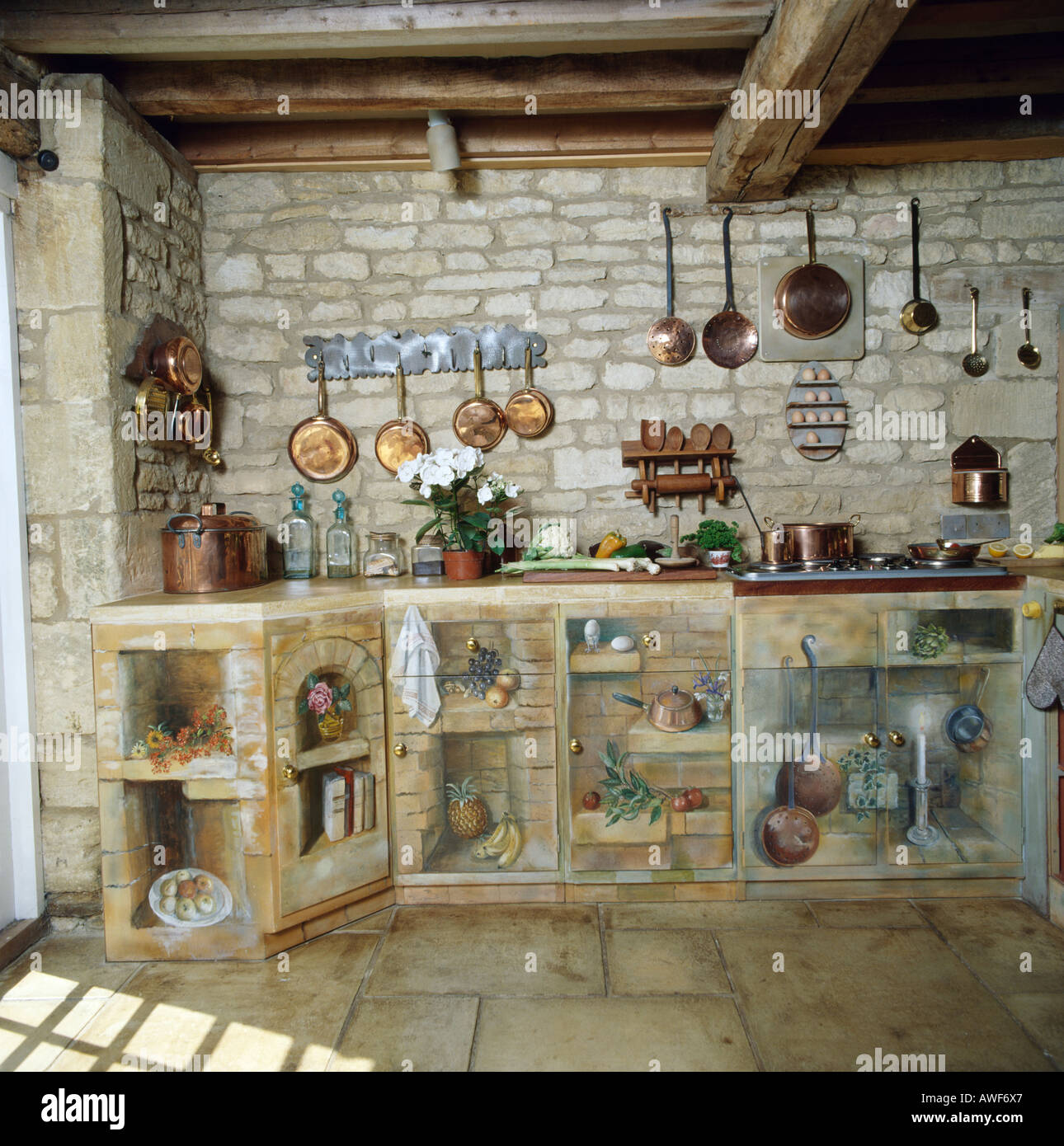 Traditional kitchen storage Stock Photo - Alamy