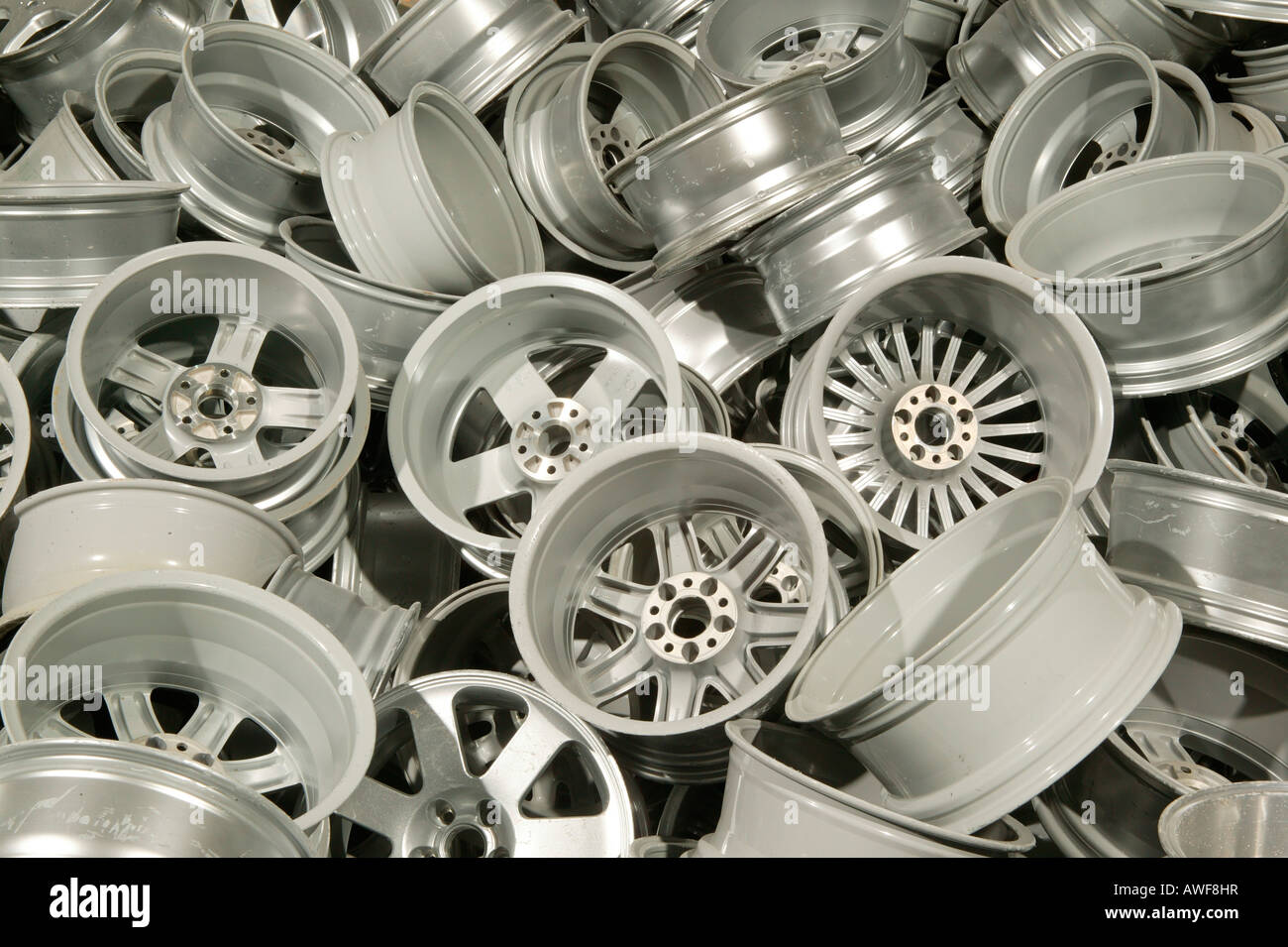 Aluminum tire rims for recycling Stock Photo Alamy