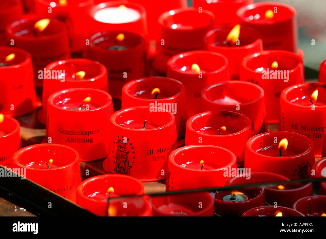 Votive candles (offertory candles), Kapellplatz in Altoetting, Upper Bavaria, Bavaria, Germany, Europe Stock Photo