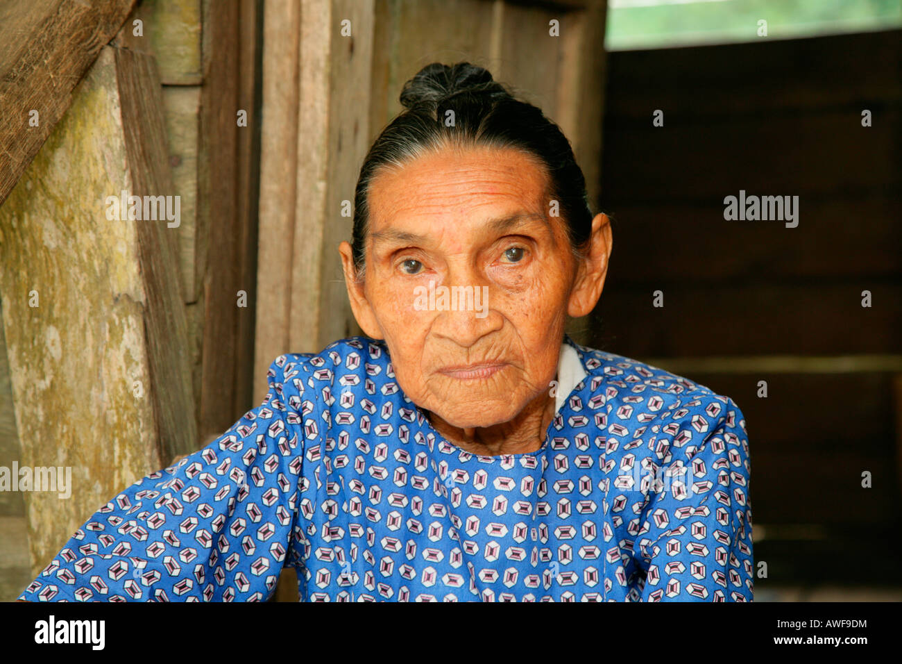 Elderly woman, Arawak native, Santa Mission, Guyana, South America Stock Photo