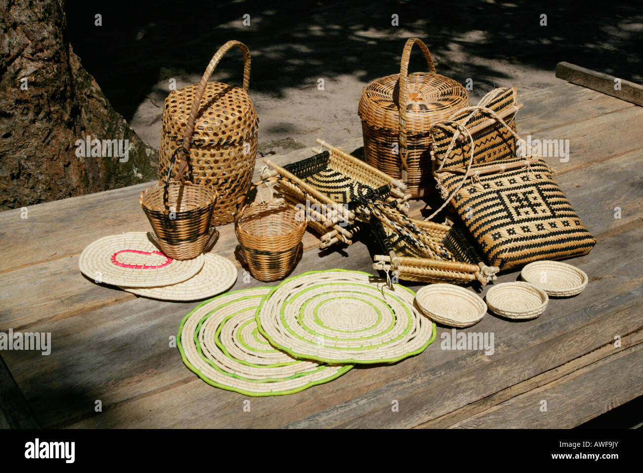 Arawak tribe woven handicrafts, Santa Mission, Guyana, South America Stock Photo