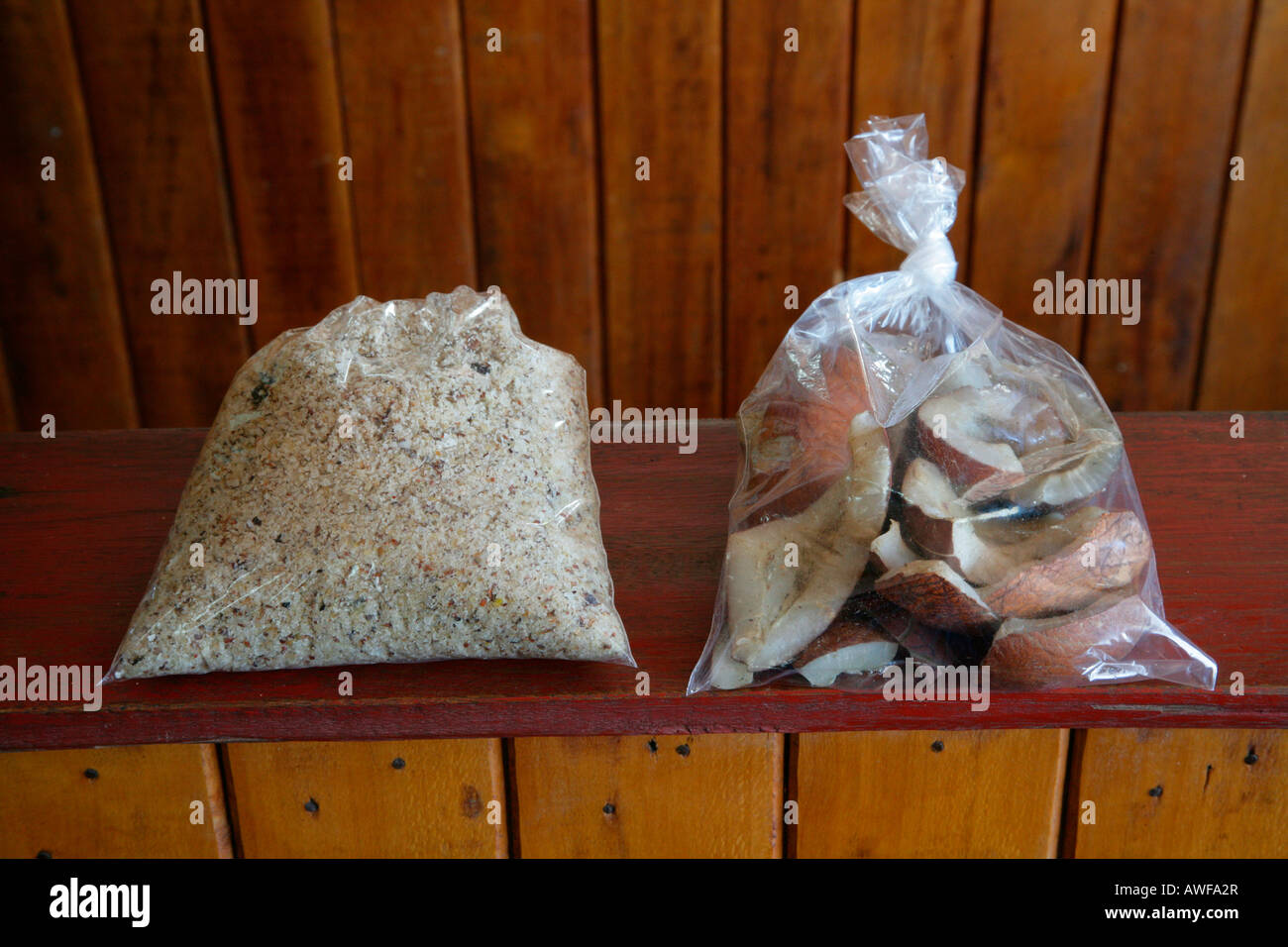 Coconut products, shavings and chips, coconut processing, Georgetown, Guyana, South America Stock Photo