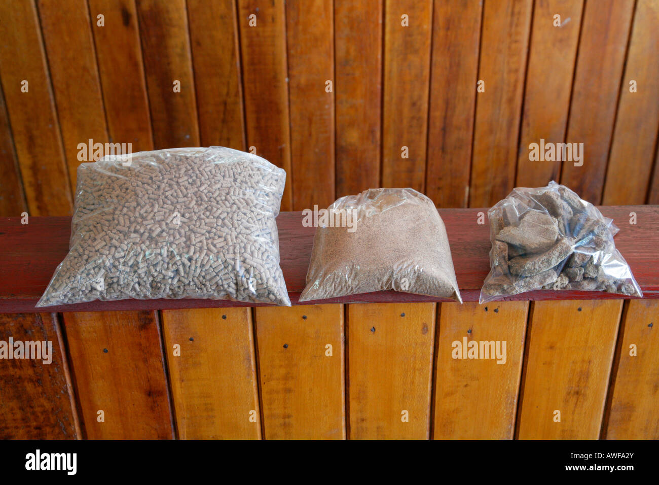 Coconut products, shavings, chips and grease, coconut processing, Georgetown, Guyana, South America Stock Photo