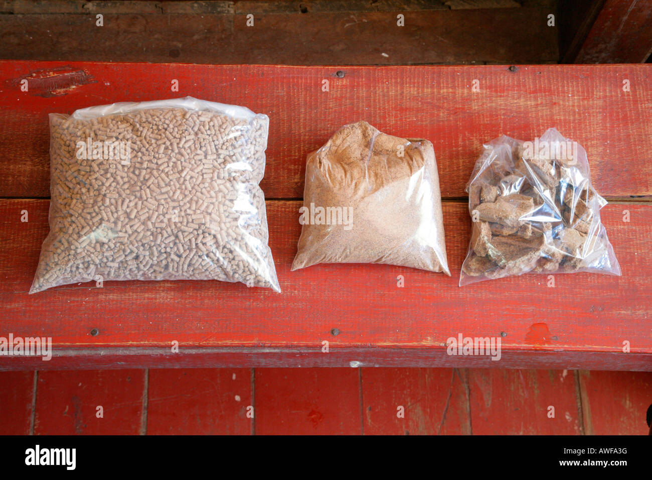 Coconut products, shavings, chips and grease, coconut processing, Georgetown, Guyana, South America Stock Photo