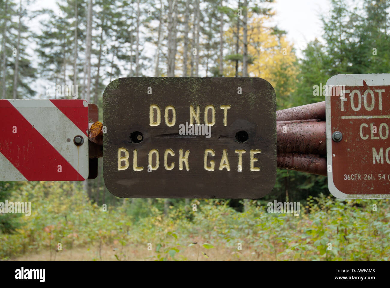 Do Not Block Gate Sign located in the White Mountain National Forest of ...