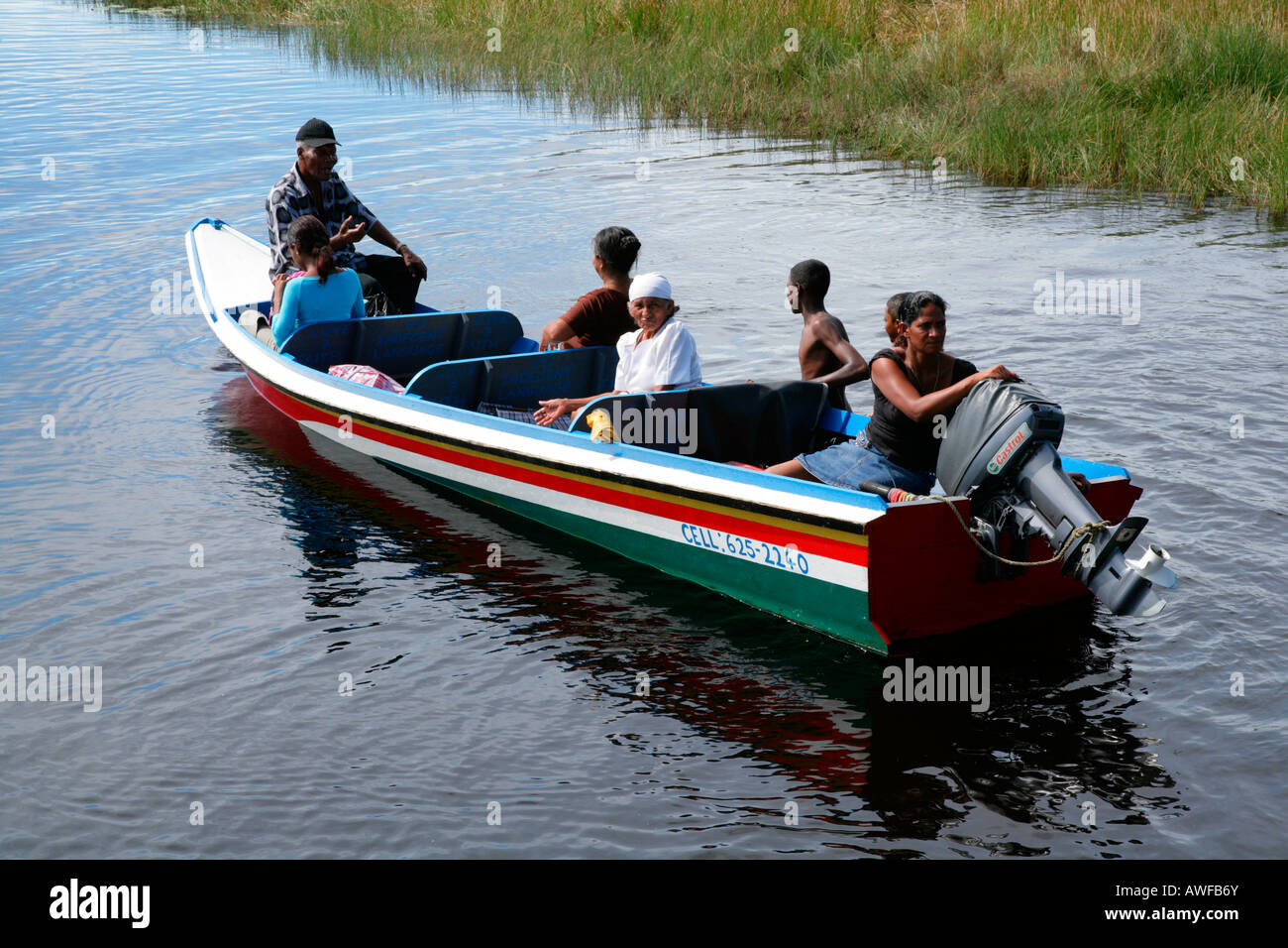 Motorboat, Lake Capoey, Guyana, South America Stock Photo