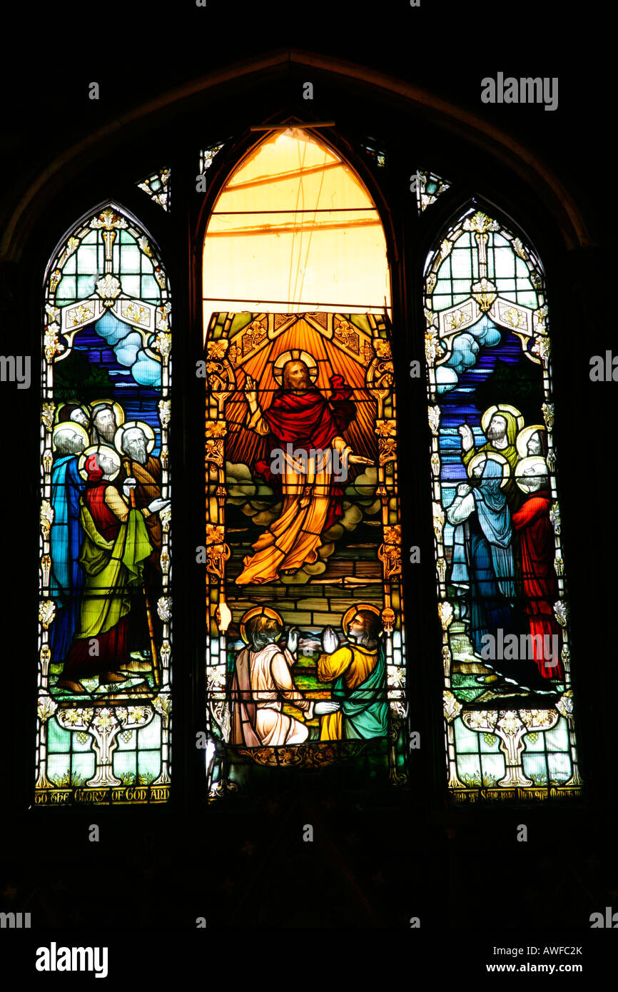 Stainedglass window, St. Andrew Presbytery Church, Guyana, South America Stock