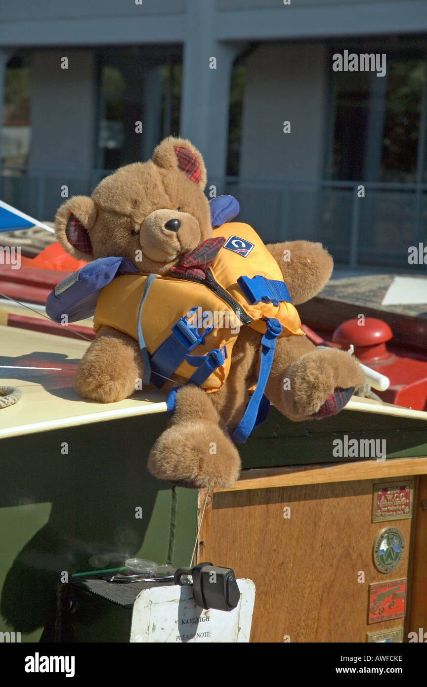 Teddy Bear in Life Jacket on narrowboat Regent s Canal Islington London UK  Stock Photo - Alamy