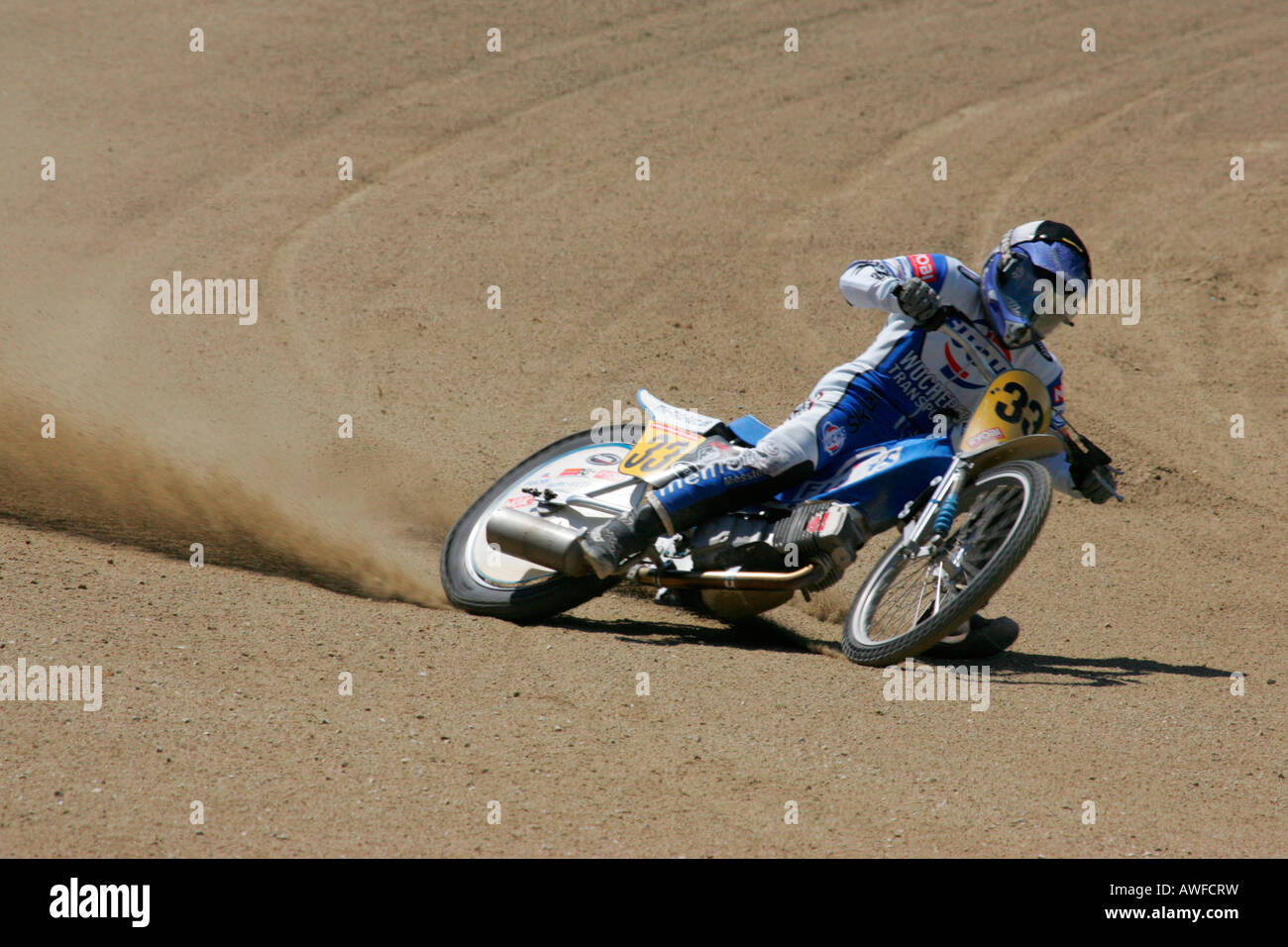 Short track race, international motorcycle race on a dirt track ...