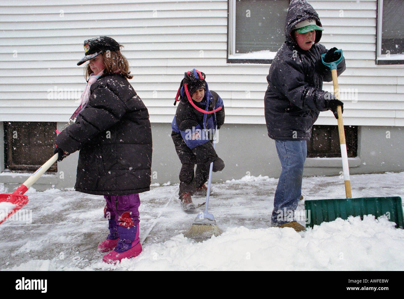 Shoveling snow, Boston, Massachusetts Stock Photo Alamy