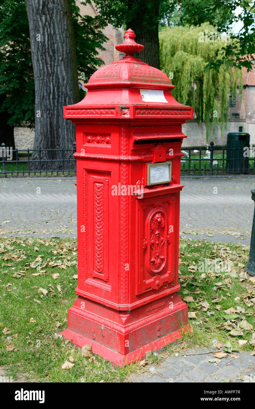 Old mailbox, Bruges, Flanders, Belgium, Europe Stock Photo