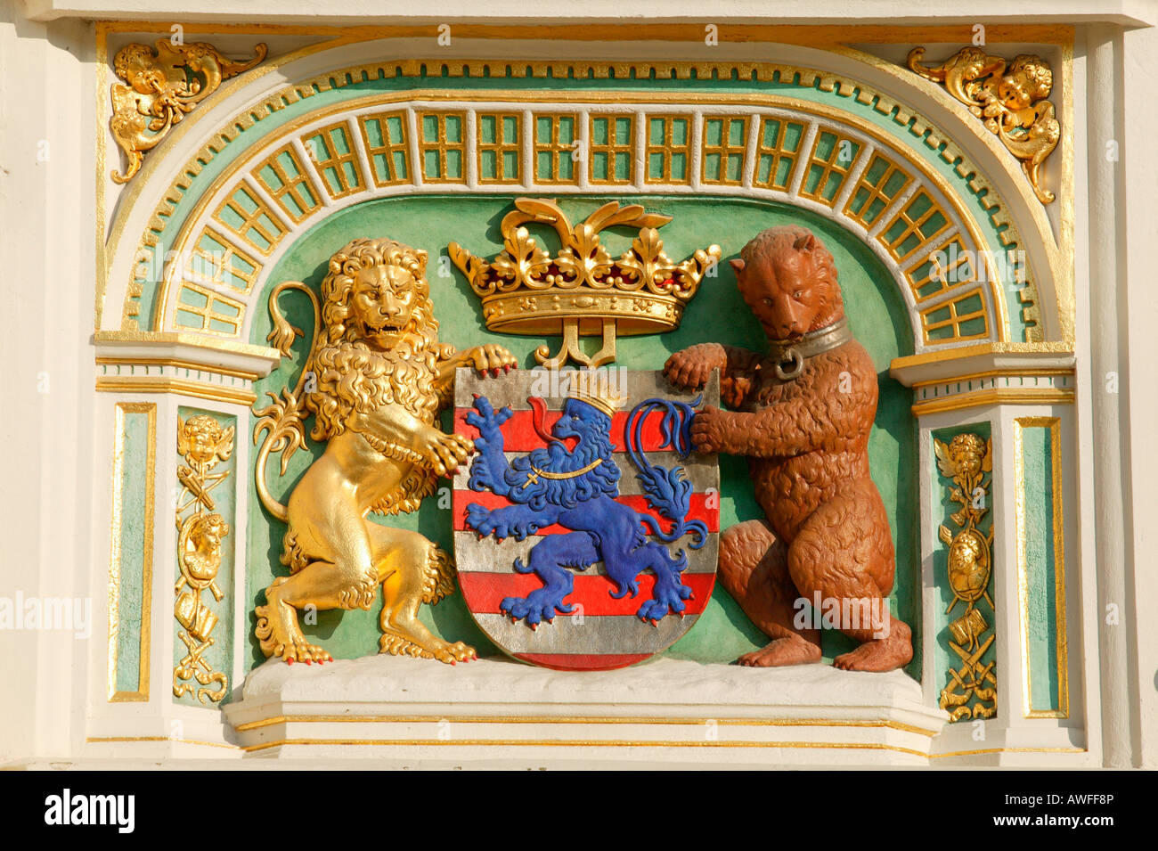 Coat of arms, Bruges, Flanders, Belgium, Europe Stock Photo