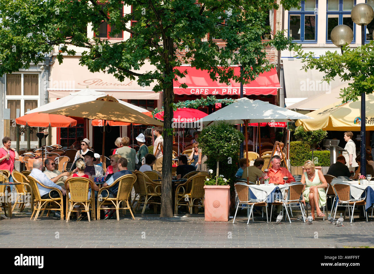 Street cafe, Ghent, East Flanders, Belgium, Europe Stock Photo