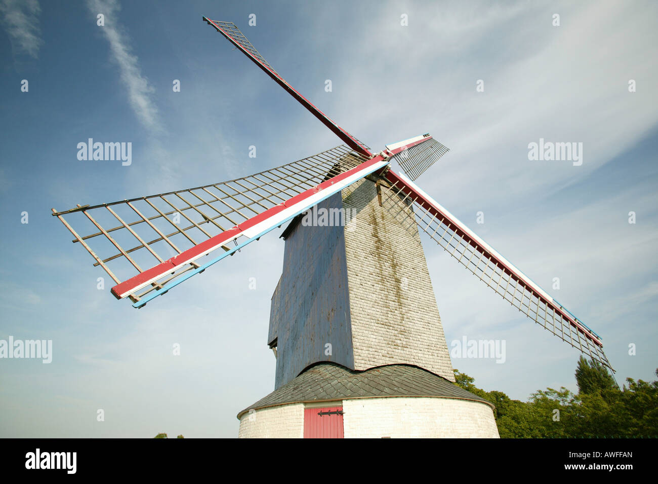 Windmill, East Flanders, Belgium, Europe Stock Photo