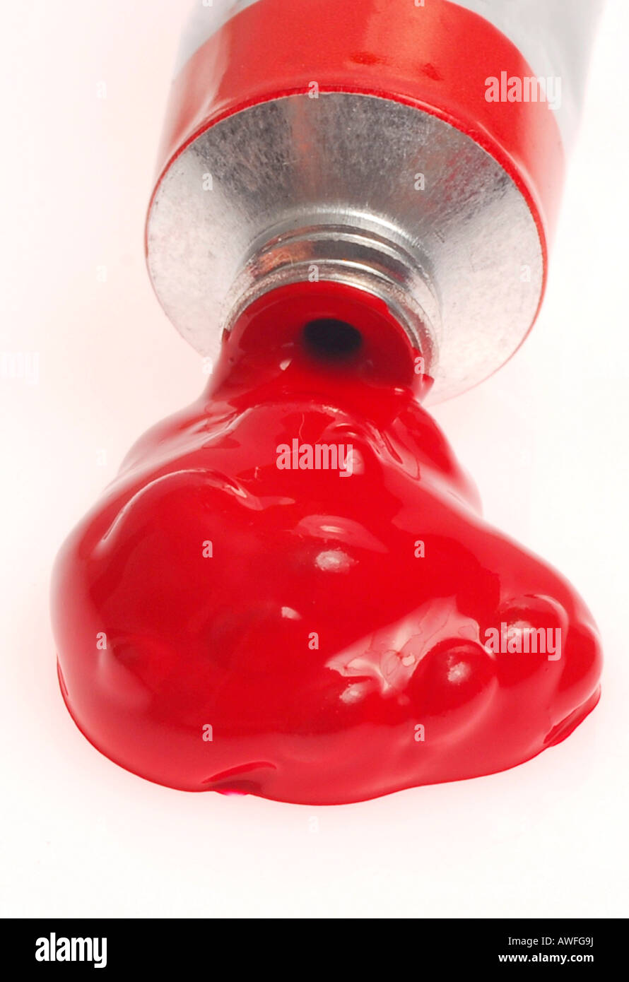 Red acrylic paint Stock Photo